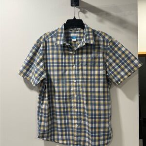 Columbia Men's Checkered Blue and Yellow Shirt